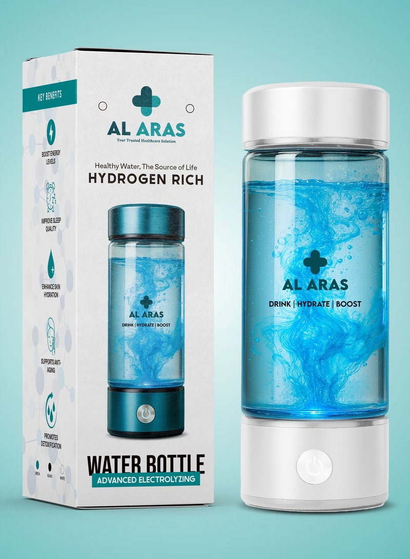 Al Aras Hydrogen Water Bottle Generator – 2200PPB | Portable Rechargeable SPE/PEM Hydrogen Water Maker, 420ml, Type-C, For Home Office Travel & Fitness - Image 1